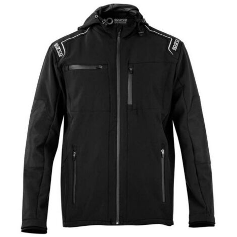 Veste de travail d'hiver softshell Sparco Seattle taille XXXL noire en polyester de'perlant 270 g/m  avec capuche amovible Nero XXXL