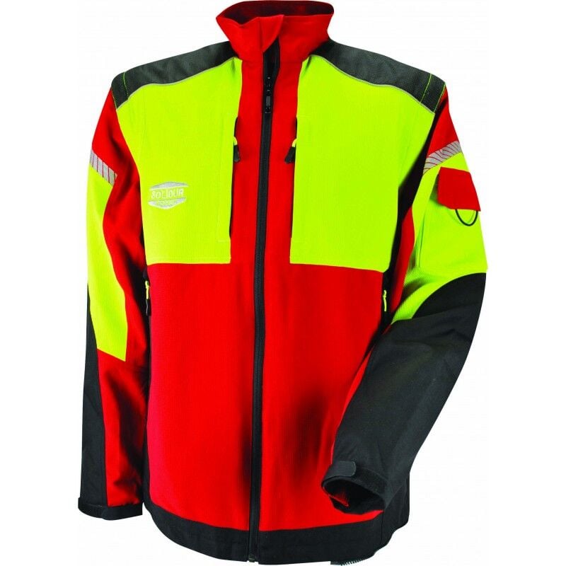Veste de travail rouge infinity en stretch avec manches amovibles Solidur invere-s
