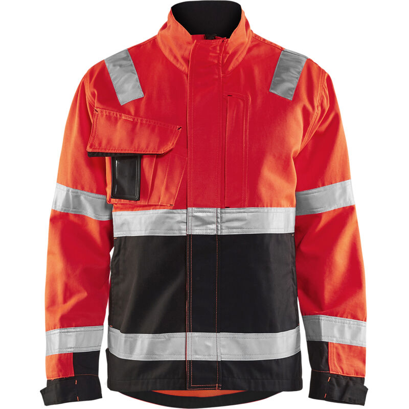 Chaqueta de trabajo de alta visibilidad 4064 - Rojo fluorescente/Negro 4XL