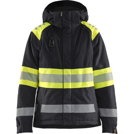 Veste de travail hiver haute visibilité femme classe 1 - Noir/Jaune XS