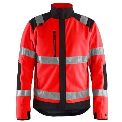Veste de travail polaire coupe vent haute visibilité 4888 - Rouge fluo/Noir 4XL
