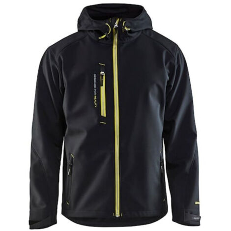 Veste de travail softshell à capuche 4949 - Noir/Jaune fluo 4XL