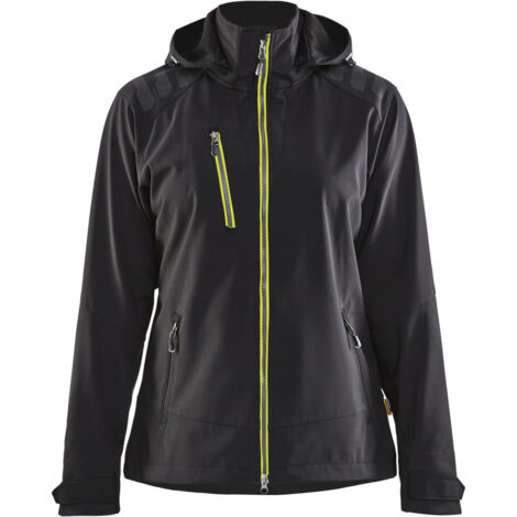 Veste de travail softshell femme 4719 - Noir/Jaune fluo XXXL