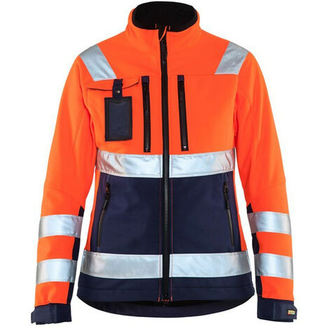 Veste de travail softshell femme haute visibilité BLAKLADER 4902 - Orange / Bleu foncé - S