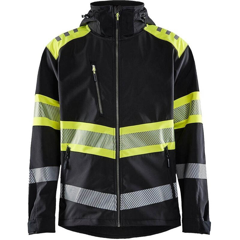 Veste de travail softshell haute visibilité 4494 - Noir/Jaune fluo s