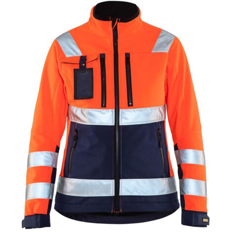 Veste de travail softshell haute visibilité femme 4902 - Orange fluo/Marine XXXL
