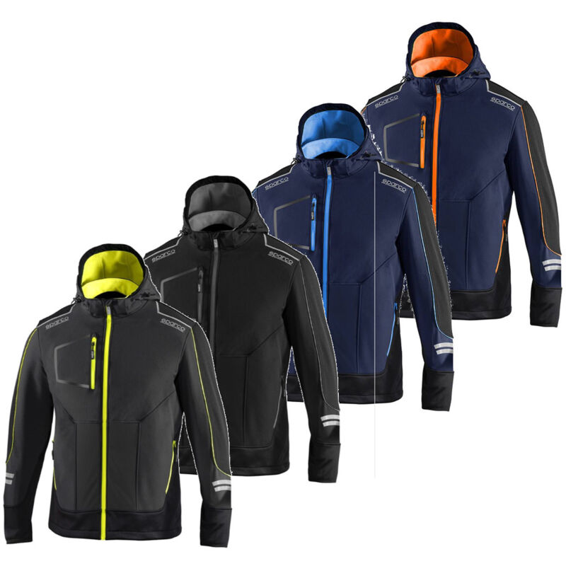 York tech soft shell veste de travail d'hiver taille s noir/gris fonce' avec capuche amovible, inserts de renfort et bandes re'fle'chissantes