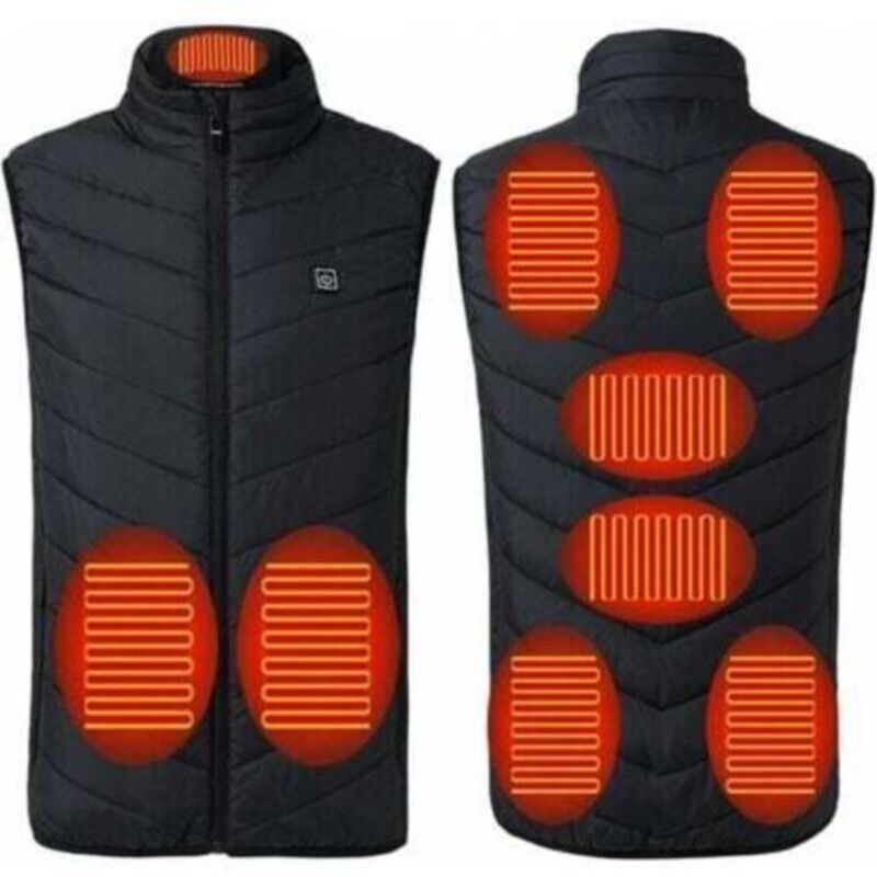 Veste et gilet chauffants 3XL – Coton en duvet – Chauffage infrarouge avec fil en fibre de carbone – 3 niveaux de chaleur réglables