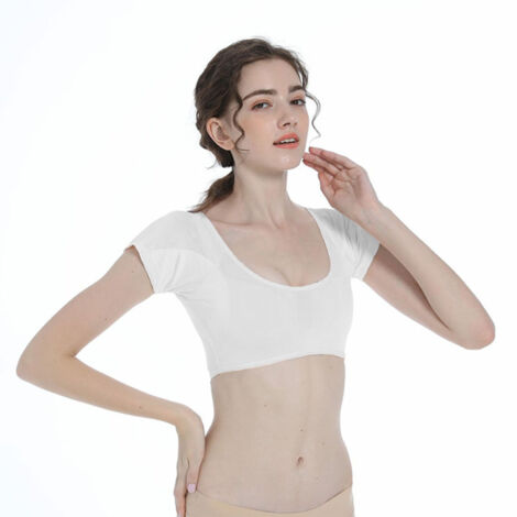 Veste femme anti-transpirante manches courtes, respirante et lavable, couleur blanche taille M