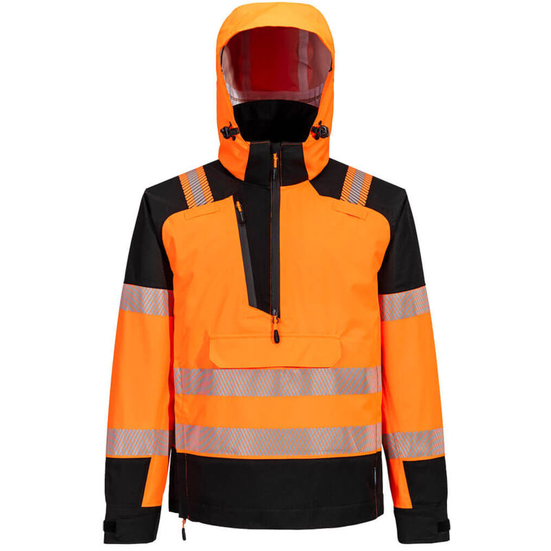 Veste Imperméable à Capuche Haute Visibilité Pw3 (3l) - Taille m - Orange/noir Portwest