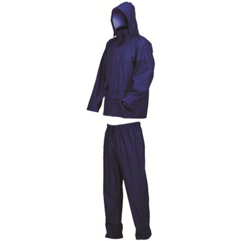 Veste imperme'able Lluvia et pantalon bleu taille M en polyure'thane-PVC-polyester