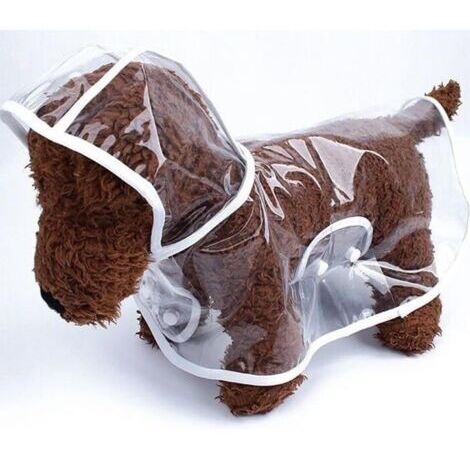 Veste imperméable pour chiens, manteau imperméable pour chien avec capuche, ajustable pour chiens de petite, moyenne et grande taille (L : tour de poitrine 41-46 cm, longueur du dos 35 cm)