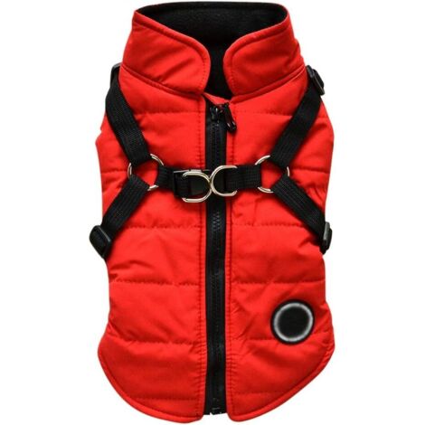 Veste matelassée imperméable pour chien (rouge L)-Fei Yu