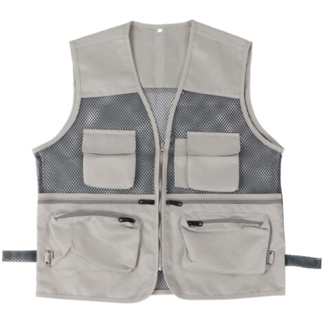 Veste militaire respirante et durable avec multiples poches pour pêche et activités extérieures - Gris français