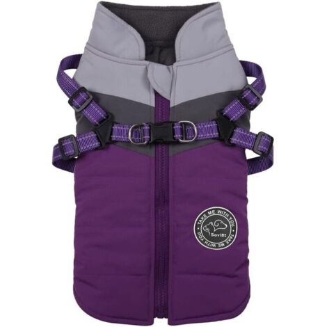Veste pour chien avec anneau en lin pour animal de compagnie - Imperméable - Automne hiver - Manteau chaud - Gilet sans manches - Combinaison de neige