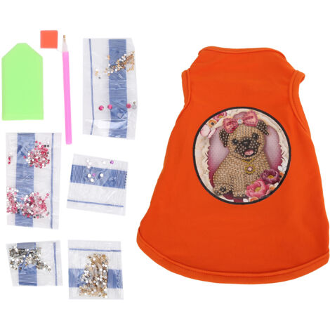 Veste pour Chien et Chat en Tissu Respirant Été, Décorée à Strass - Orange Vif