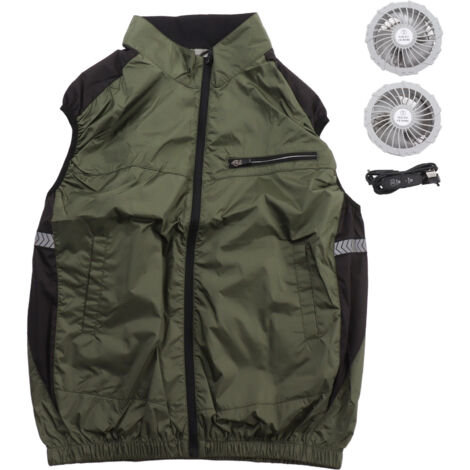 Veste Rafraîchissante Ventilée avec Climatisation, Respirante et Résistante aux UV pour Randonnée et Travail, Taille XL Vert Militaire