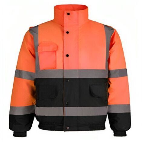 Veste réfléchissante haute visibilité - 2 tonnes orange fluo/bleu marine - Taille : L