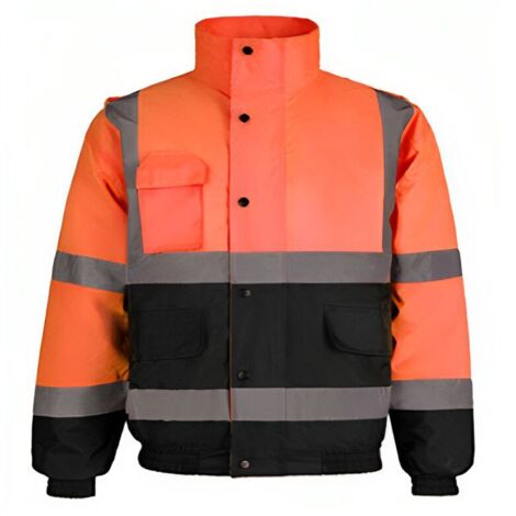 Veste réfléchissante haute visibilité - 2 tonnes orange fluo/bleu marine - Taille : L