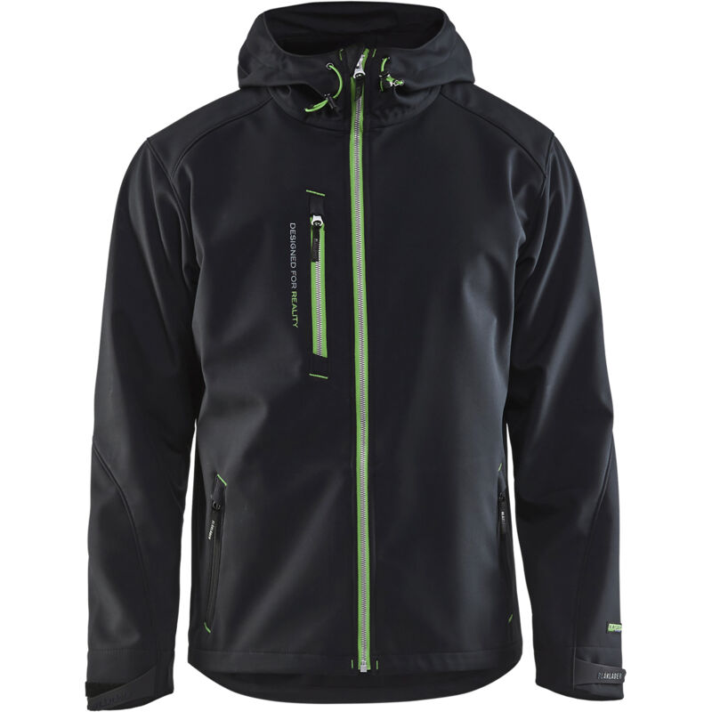 Veste de travail softshell à capuche 4949 - Noir/Vert L