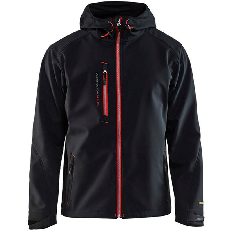 Veste de travail à capuche softshell Blaklader 4949 - Noir / Rouge - 3XL