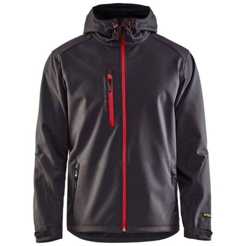 Veste de travail à capuche softshell Blaklader 4949 - Gris clair / Rouge - xl - Gris clair / Rouge