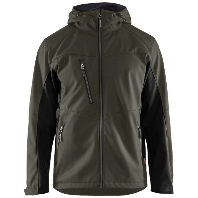 Veste de travail softshell à capuche 4753 - Vert Kaki/Noir m