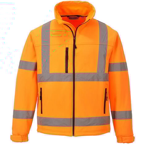 Veste Softshell (3 couches) haute visibilité orange avec bandes réfléchissantes 