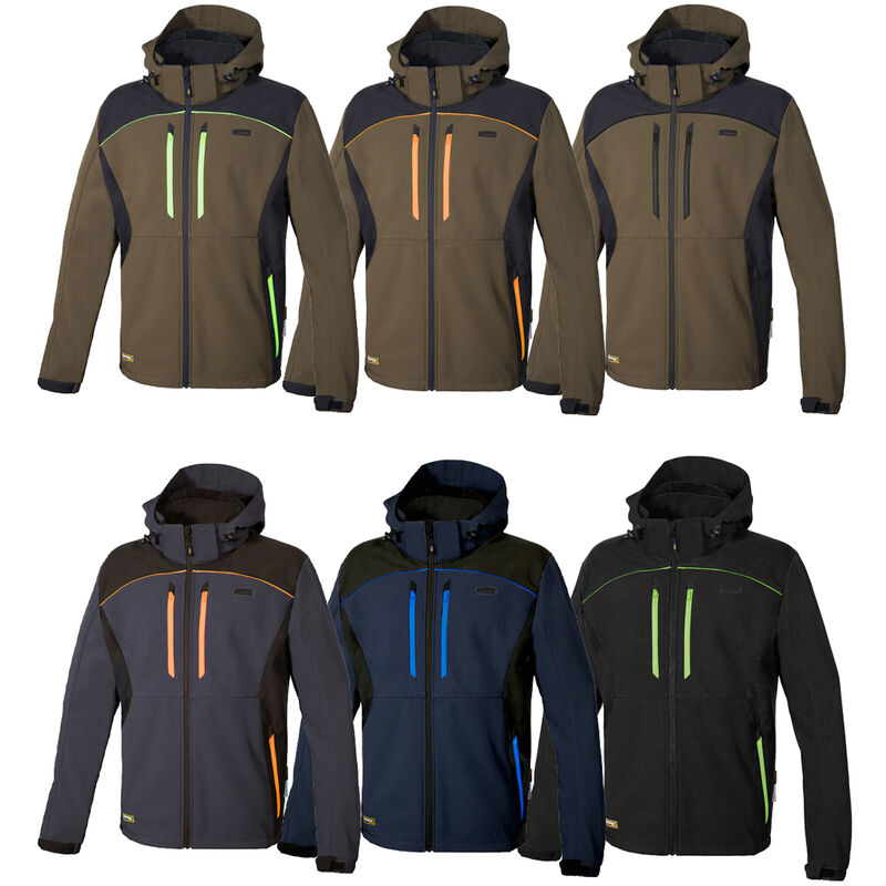 Veste de travail softshell zippée à capuche klarbo - Noir/Lime l - fr (48) - eu (50)