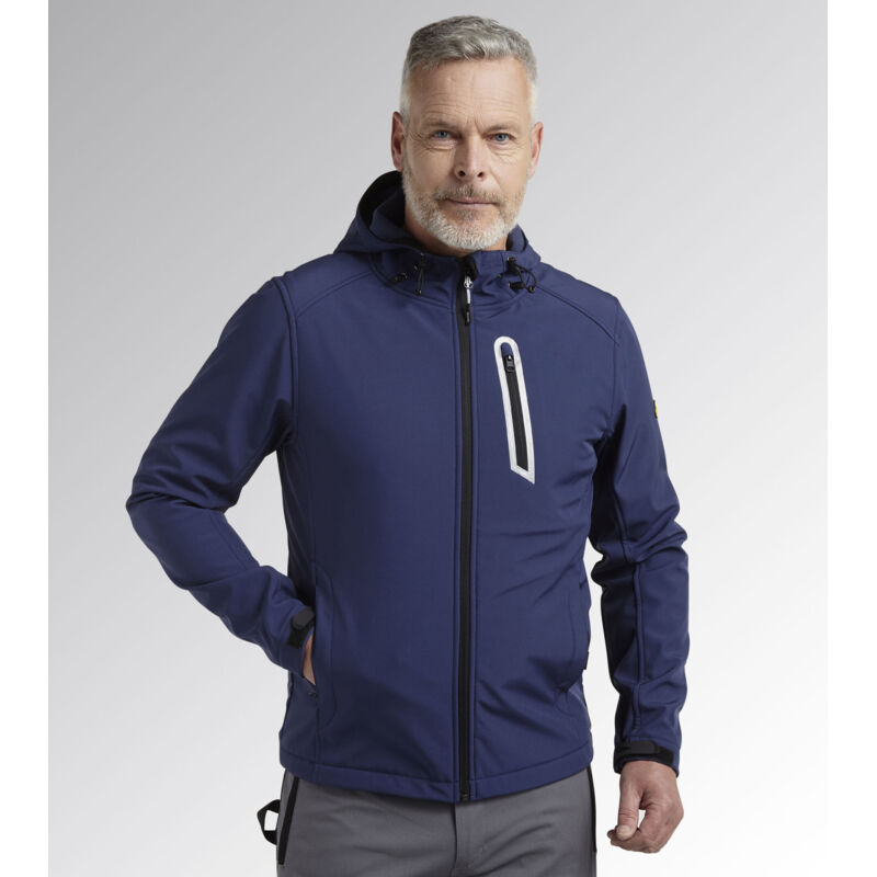Veste de travail softshell coupe vent stretch à capuche Diadora sail Bleu xl