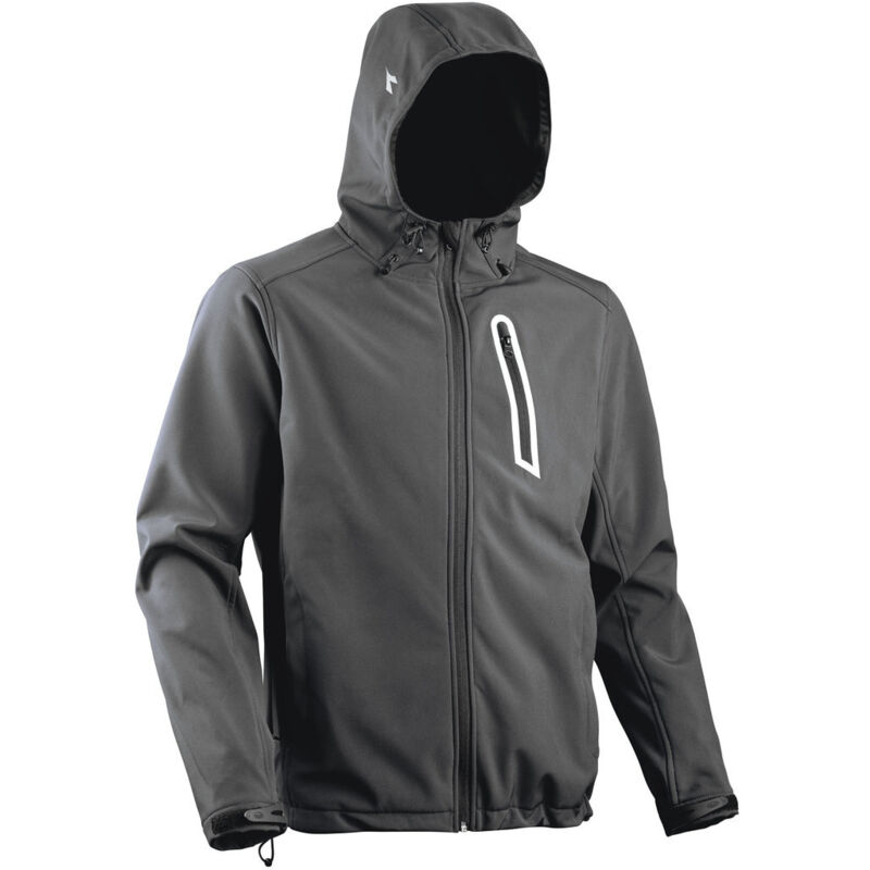 Veste de travail softshell coupe vent stretch à capuche Diadora sail Gris l