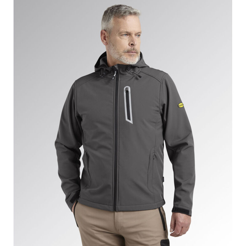 Veste de travail softshell coupe vent stretch à capuche Diadora sail Gris m