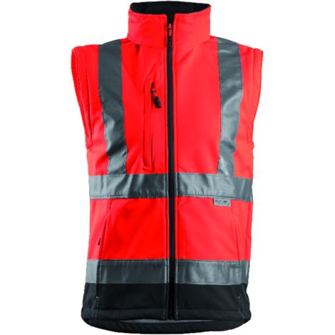 Veste softshell haute visibilité 2en1 Bicolore Coverguard Station manches amovibles Rouge / Noir XL