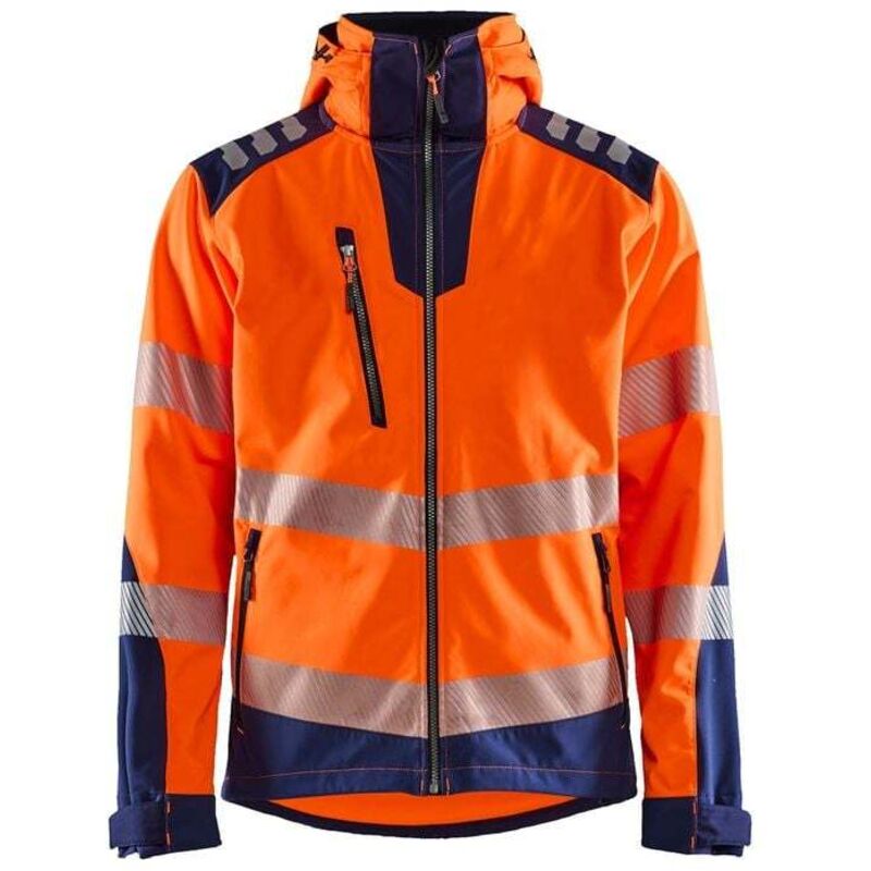 Veste de travail softshell haute visibilité 4491 - Orange fluo/Marine l