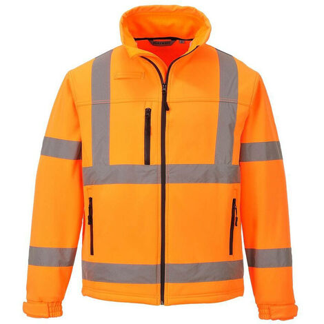 Veste Softshell (3 couches) haute visibilité orange avec bandes réfléchissantes