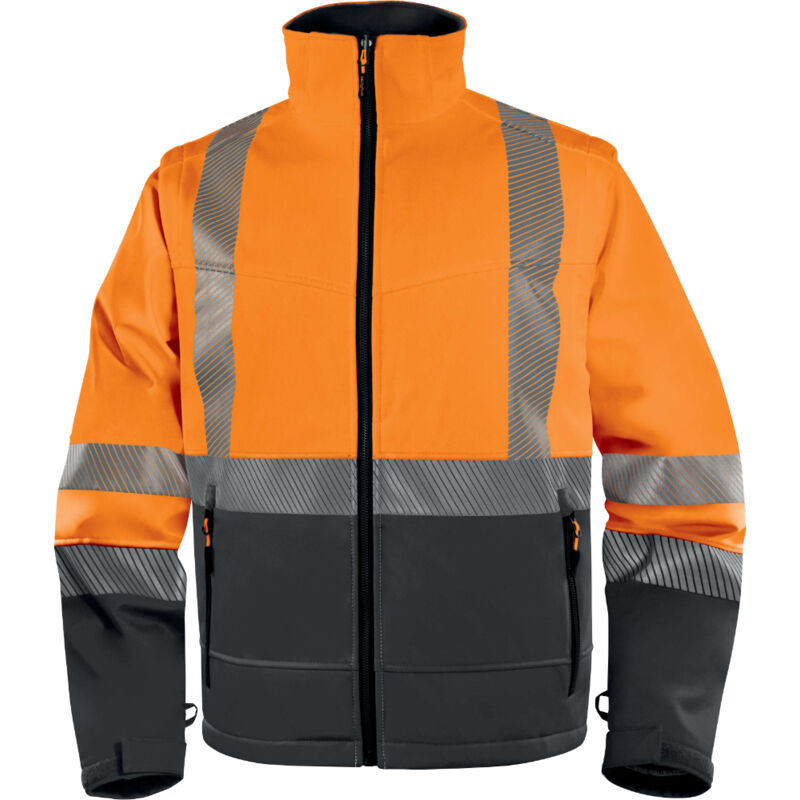 Veste Softshell stretch orange fluo FAST 2 en 1 avec manches amovibles - DELTA PLUS - FASTOR 58/60 (2XL)