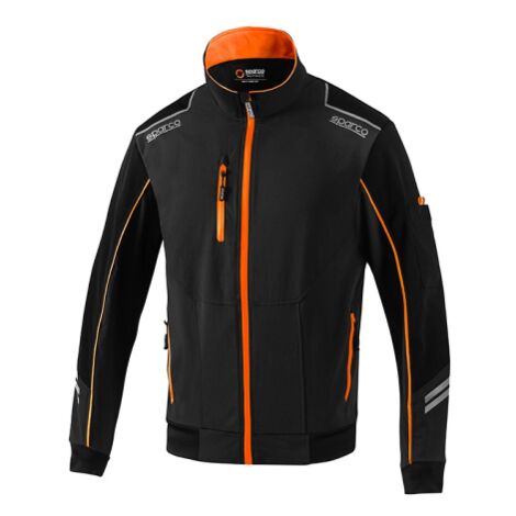 Veste technique coupe-vent Sparco Austin tech light shell taille L veste noir/orange fluo avec zip e'tanche, inserts anti-abrasion et bandes re'fle'chissantes Nero/Arancione Fluo L