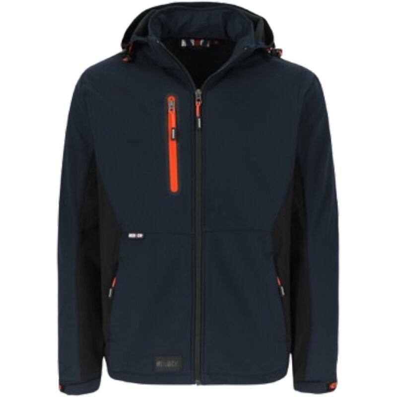 Veste de travail softshell respirante et thermique à capuche amovible HEROCK TRYSTAN Noir / Marine XL