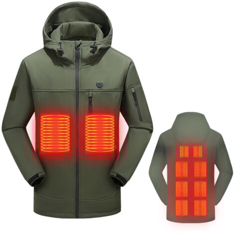 DECDEAL Vestes chauffantes USB d'extérieur, manteau chauffant d'hiver, vêtements thermiques électriques flexibles, vêtements chauds de pêche et de randonnée