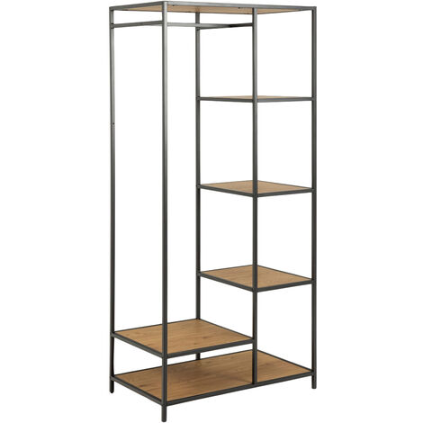 Vestiaire 5 étagères 77x45x165 cm décor chêne naturel - FYNCA