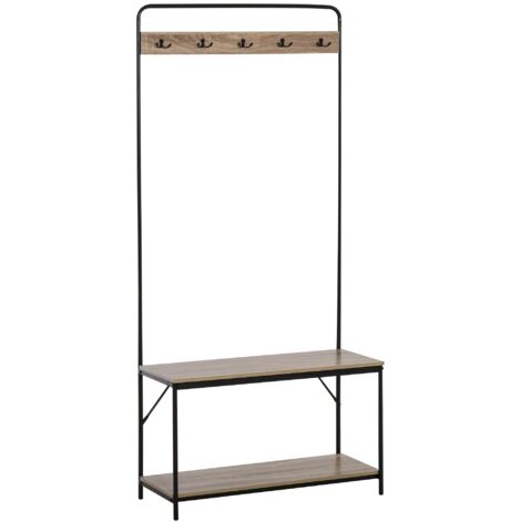 Vestiaire 80x30x170 cm en bois et métal - OUSTINA