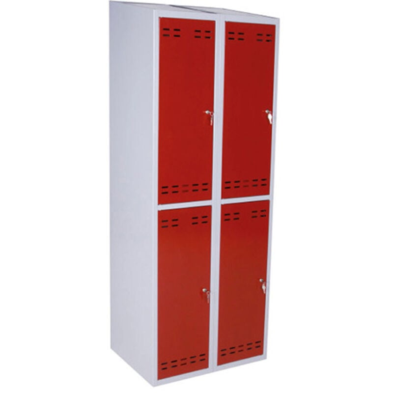 Vestiaire à casiers - 4 portes - Rouge - 4011071336
