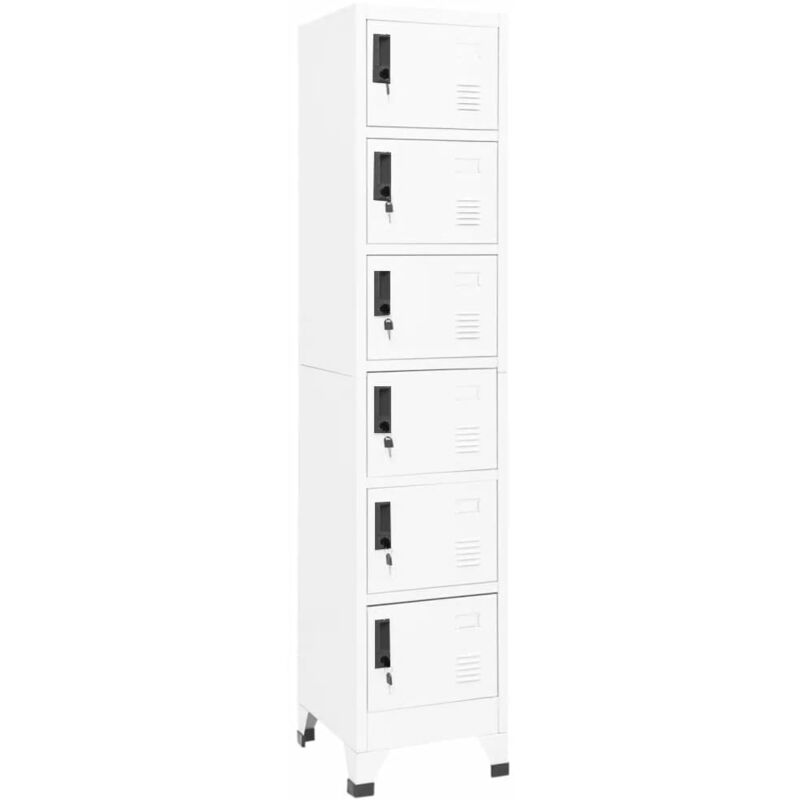 Armoire en acier avec 6 compartiments équipés de clés différentes couleurs Couleur : Blanc