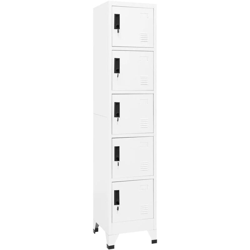 Armoire en acier avec 5 compartiments équipés de clés différentes couleurs Couleur : Blanc