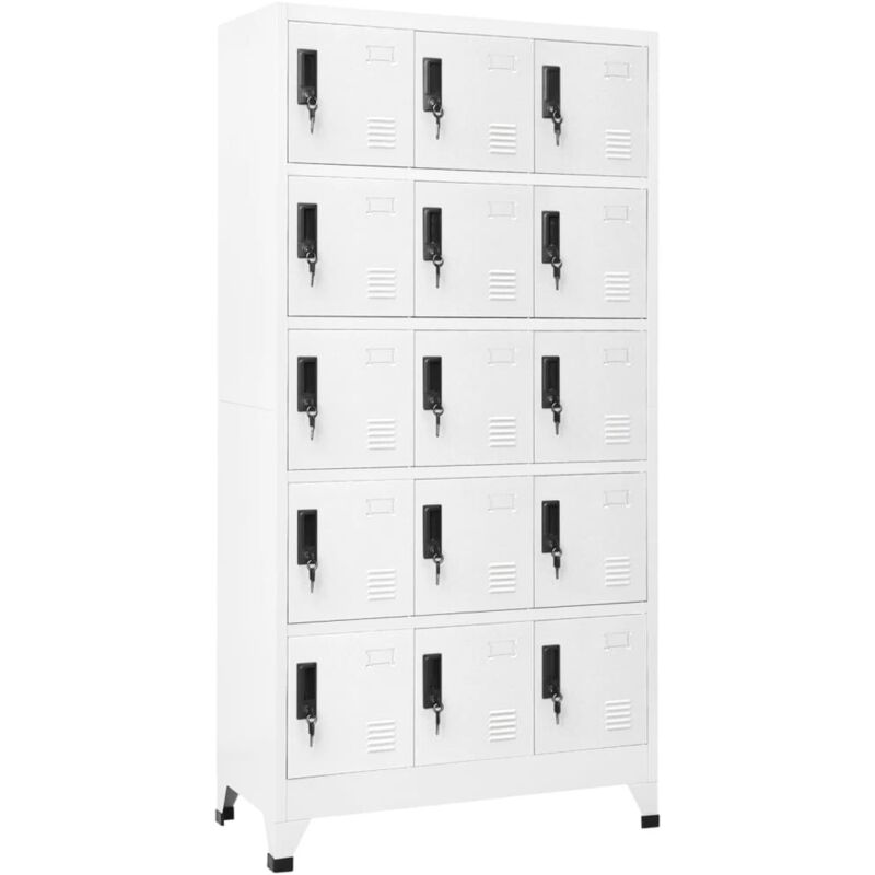 Armoire de verrouillage en acier avec 15 compartiments avec clés différentes couleurs Couleur : Détail noir blanc