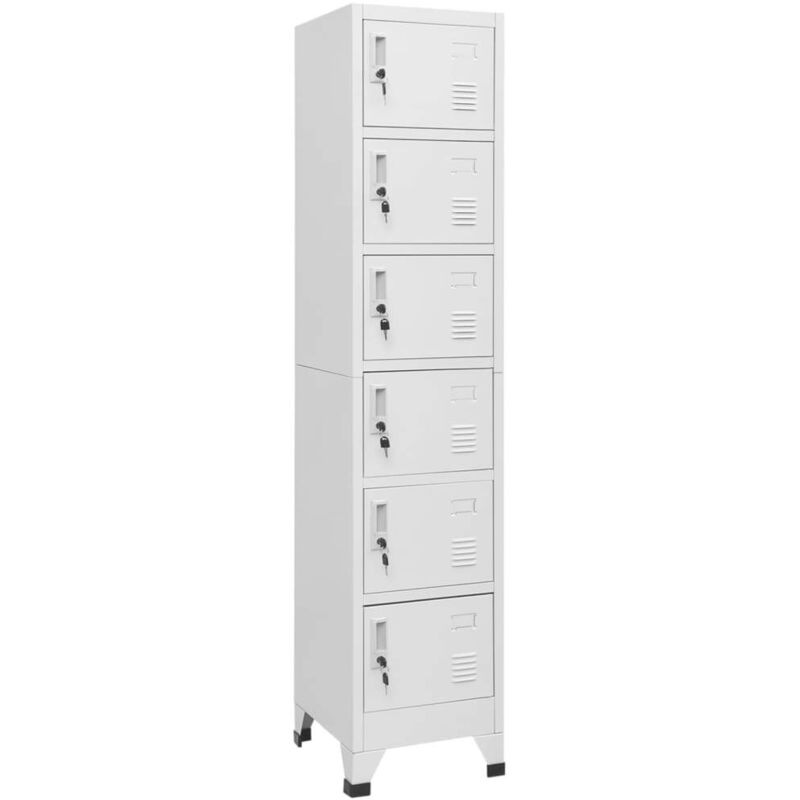 Armoire en acier avec 6 compartiments équipés de clés différentes couleurs Couleur : Gris