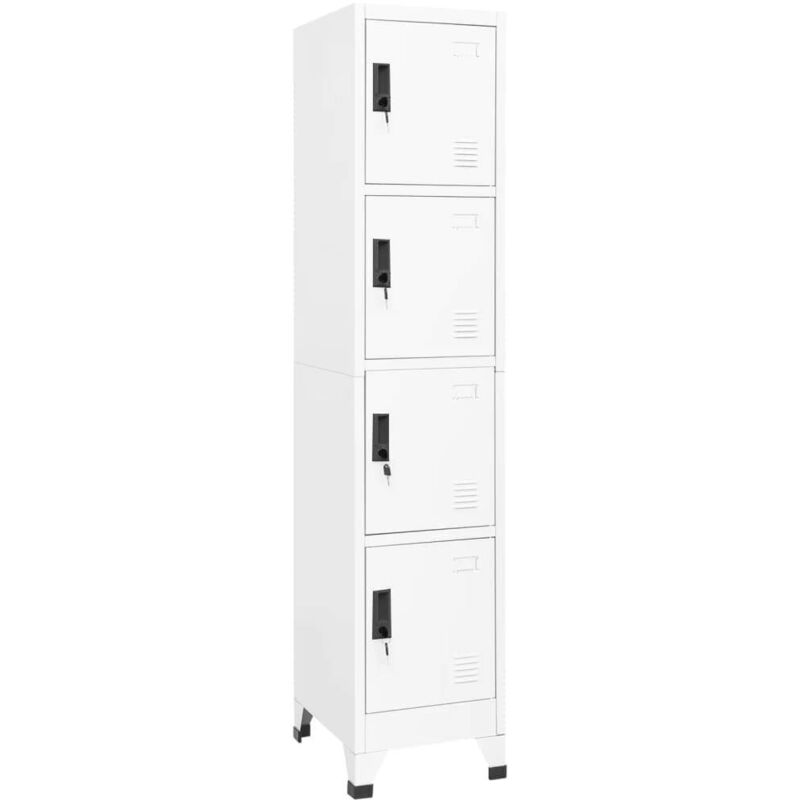 Armoire en acier avec 4 compartiments équipés de clés différentes couleurs Couleur : Blanc