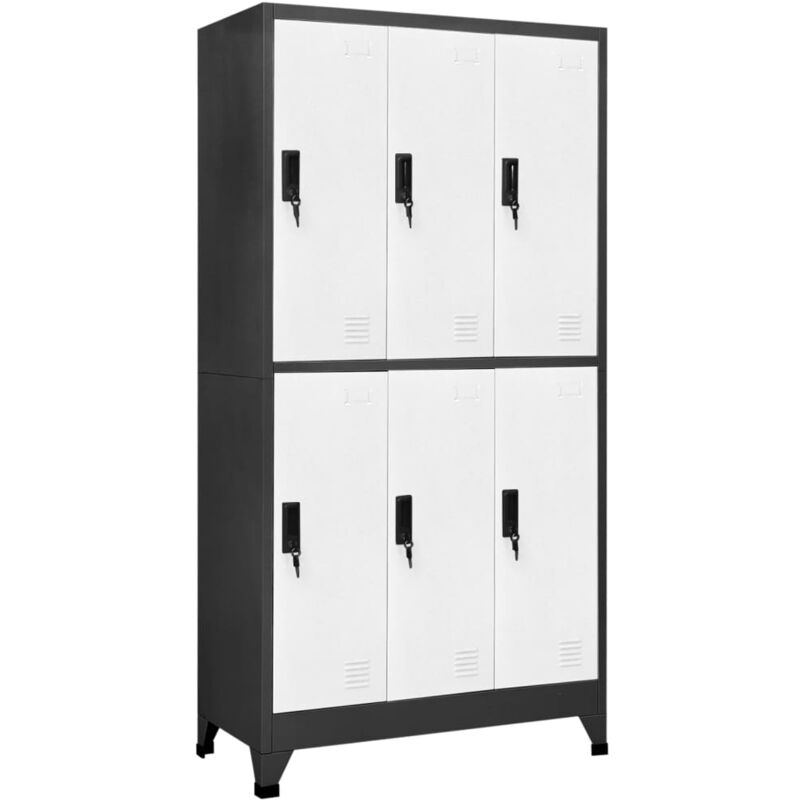 Armoire à casiers Anthracite et blanc 90x45x180 cm Acier