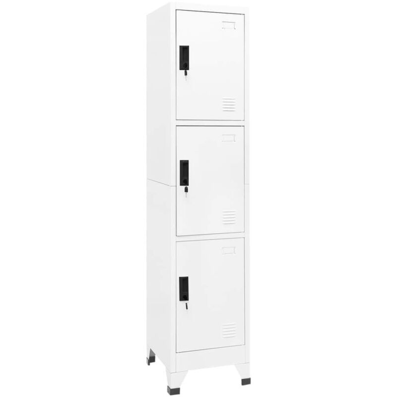 Armoire en acier avec 3 compartiments équipés de clés différentes couleurs Couleur : Blanc