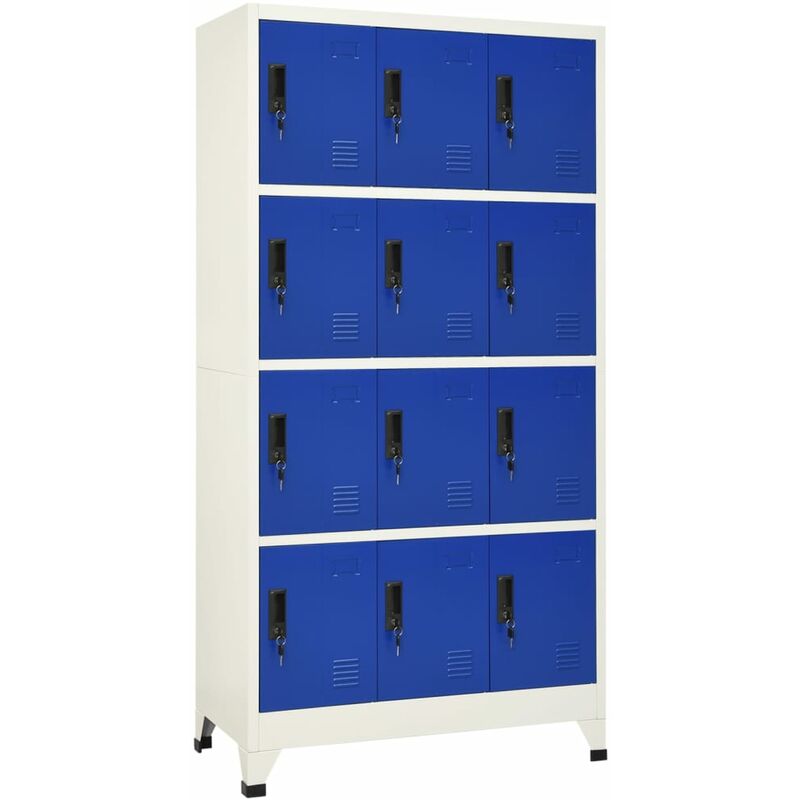 Vidaxl - Armoire à casiers Gris et bleu 90x45x180 cm Acier Gris et bleu